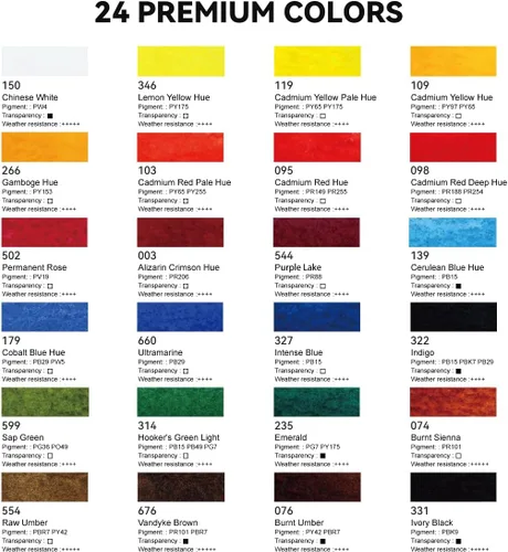 Vista 2 de Paul Rubens Set de Pintura de Acuarela 24 Colores Vibrantes 12ml / 0.4 Fl Oz Tubos, Tubos de Acuarela con Gran Valor, Pinturas de Acuarela