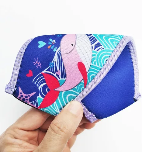 Vista 2 de Máscara de buceo, cubierta de neopreno, máscara de buceo, envoltura de correa para máscara de snorkel para hombres y mujeres Ballenas azules