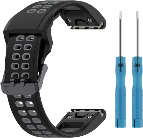 Vista 2 de E ECSEM Compatible con las correas Amazfit Falcon, correa de repuesto de silicona de dos tonos de 0.866 in, pasador de liberación rápida para reloj