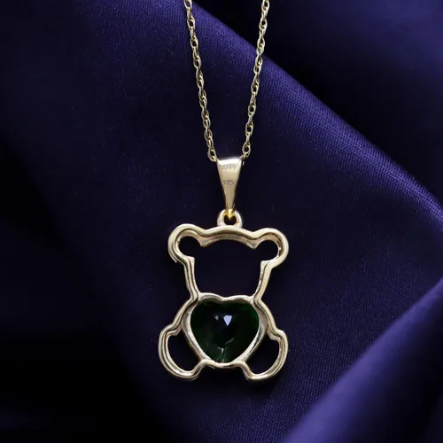 Vista 5 de AFFY Collar con colgante de corazón de oro de 14 quilates sobre plata de ley