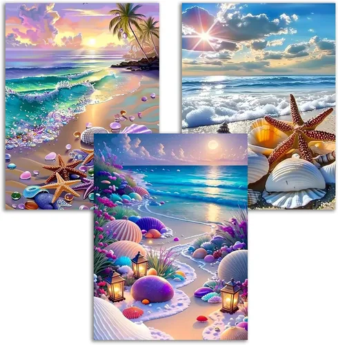 Vista 13 de VeGuude Kits de Pintura de Diamantes para Adultos – Paquete de 3 Obras de Arte DIY Kits de Arte de Diamantes 5D Taladro Completo Pinturas de Puntos