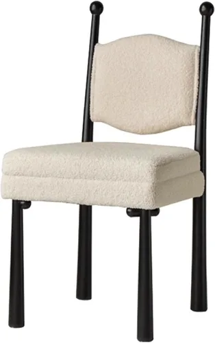 Vista 18 de Sillas de comedor de madera, sillas de cocina con material de lana de cordero, asiento tapizado, silla de sala de estar para estudio y comedor, sala