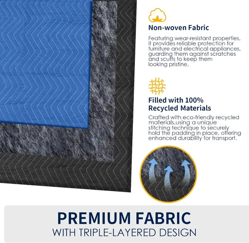 Vista 11 de Paquete de 12 mantas para mudanzas, almohadillas de mudanza de muebles extragrandes de 80 x 72 pulgadas, mantas de embalaje reutilizables
