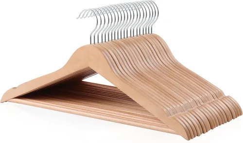 Vista 7 de Amazon Basics Perchas de madera para trajes, paquete de 30, color negro