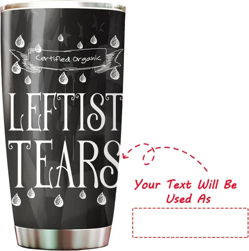Vista 7 de CHICKOR Leftist Tears - Vaso de acero inoxidable de 20 onzas con tapa, doble pared aislada al vacío, taza de café de viaje