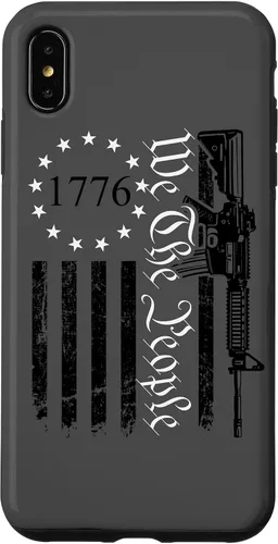 Vista 11 de iPhone 16 We The People - Funda patriótica con la bandera de Estados Unidos AR15 Pro Guns