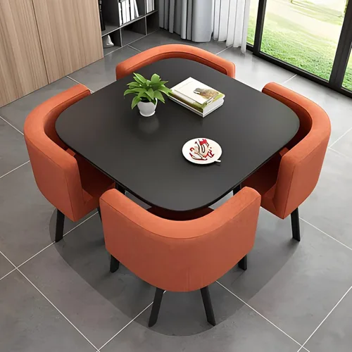 Vista 11 de Juego de mesa de comedor cuadrada con sillas, mesa de cocina compacta y 4 sillas, mesa de conferencias moderna con sillas, mesa de recepción