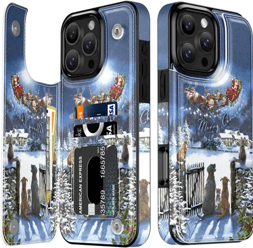 Vista 234 de LETO para iPhone 15 Pro Funda tipo cartera - Tapa tipo folio con patada - Diseños de moda - Tarjetero - Funda protectora para mujeres y niñas - 6.1