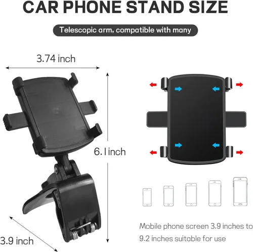 Vista 2 de Soporte Universal para Teléfono de Coche para Salpicadero, Soporte Multifuncional para Teléfono Móvil de Tablero de Coche, Soporte de Espejo