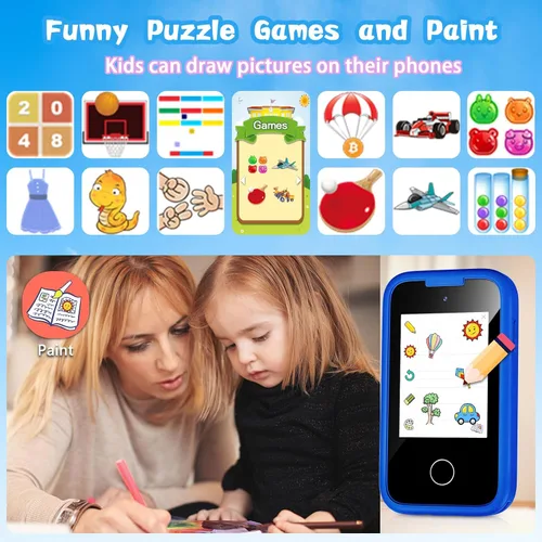 Vista 3 de Teléfono para niños de regalo de cumpleaños, juguete para niñas y niños de 3, 4, 5, 6, 7, 8, 9, 10 años, teléfono inteligente para niños pequeños