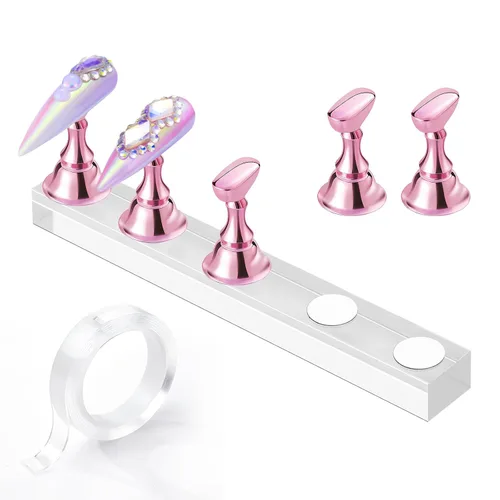 Vista 17 de Makartt Soporte de uñas para uñas a presión, práctica de pintura artística, soporte magnético para pintar uñas, soporte para diseños de uñas