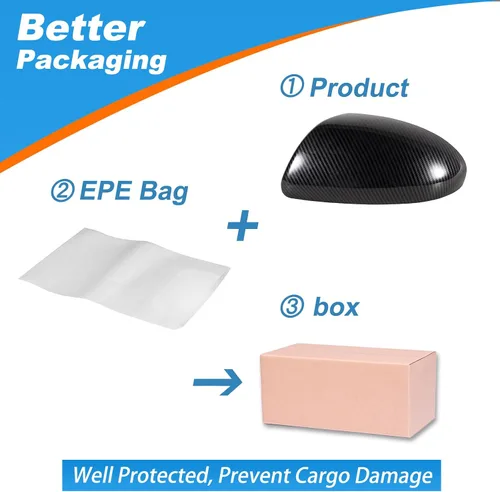 Vista 4 de Cubierta protectora de carcasa de espejo retrovisor de fibra de carbono para puerta, compatible con Mazda 2/3 2010-2013