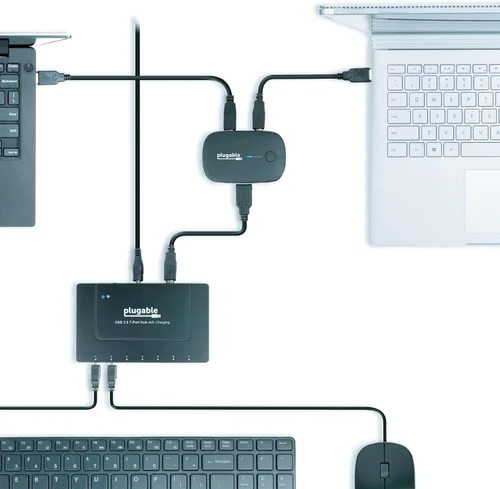 Vista 6 de Plugable Interruptor de uso compartido USB 2.0 para compartir un puerto de dispositivo USB con un botón entre dos computadoras