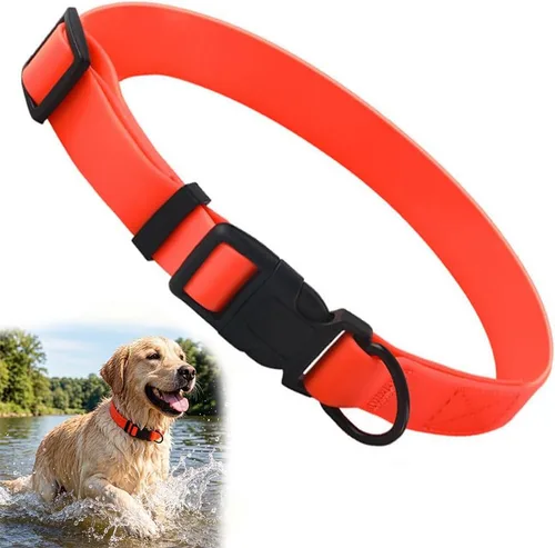 Vista 11 de Collar de silicona negra para perros, collares de goma de PVC de plástico impermeable, lavable con hebilla de liberación rápida, collares