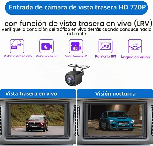 Vista 6 de [Usado] Radio Estéreo de Coche Doble DIN, CarPlay Inalámbrico Android Auto Inalámbrico, Receptor de Audio de Coche con Pantalla Táctil de 7 Pulgadas