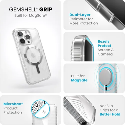 Vista 3 de Funda transparente Speck para iPhone 15 Pro - Delgada, diseñada para MagSafe, protección contra caídas con agarre - resistente a rayones