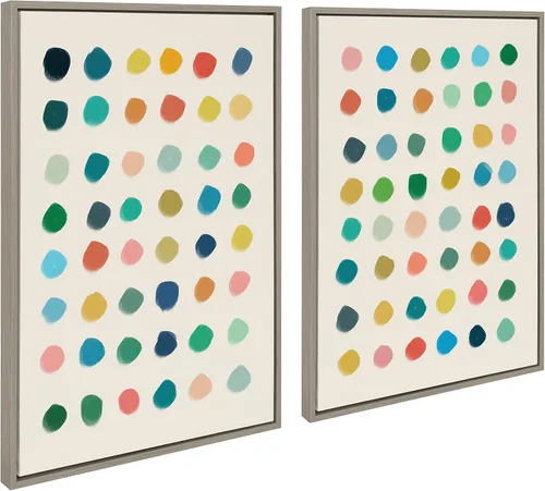 Vista 9 de Kate and Laurel Sylvie Meditation 1 y 2 lienzo enmarcado para pared, juego de arte de pared por Kelly Knaga; 2 piezas de 18 x 24 pulgadas, gris