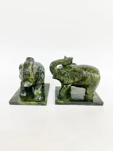 Vista 3 de Figura de elefante de jade natural verde colección tallada a mano artes animal tallado encanto tótem figura hecha a mano decoración del hogar