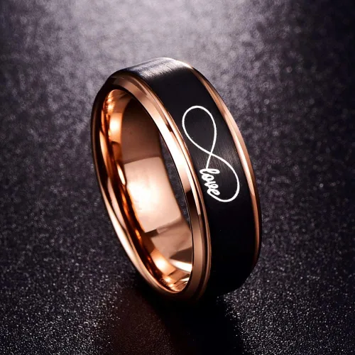 Vista 8 de Anillos de promesa personalizados a juego para parejas, anillos infinitos, mejores amigos, anillos de boda de acero inoxidable para él y ella