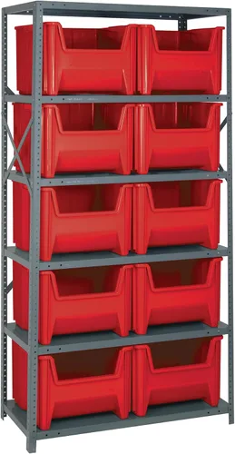 Vista 283 de Quantum QSBU-245BK Heavy Duty Shelving Unit with (7) Shelves and (24) QUS245 Black Bins for Garage Warehouse Storage Distribution 400 lb Load