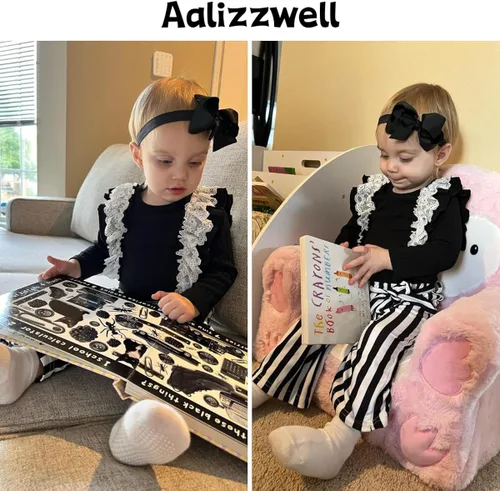 Vista 2 de Aalizzwell Conjunto de pantalones anchos de otoño para niñas recién nacidas
