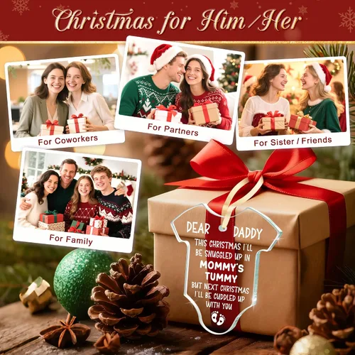 Vista 5 de Regalos para papá que espera: regalo de revelación de Navidad para nuevos padres, promocionado a papá nuevo papá por primera vez, adorno de Navidad
