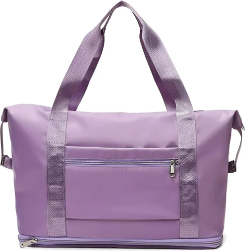 Vista 3 de Bolsa de lona de viaje, Bolsa de gimnasio deportiva, Bolsa de hombro para fin de semana, Púrpura, Matata Bolsa de viaje de viaje, bolsa de gimnasio