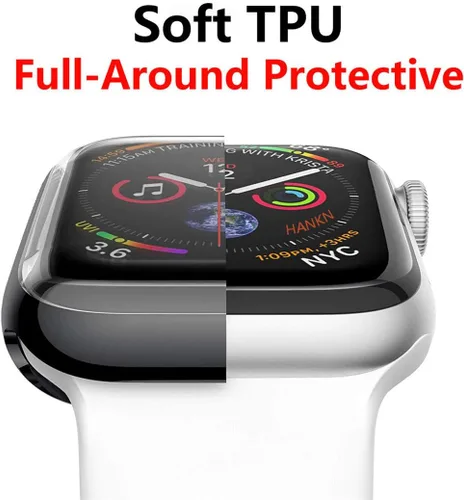 Vista 3 de Paquete de 4 fundas compatibles con Apple Watch Series 9/8/7 – protector de pantalla de 1.614 pulgadas, TPU suave, cobertura completa, chapada, a