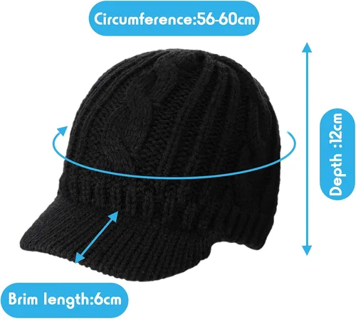 Vista 5 de SATINIOR 3 piezas de las mujeres 50 lana Newsboy Cap invierno sombrero visera boina clima frío punto cálido invierno sombrero