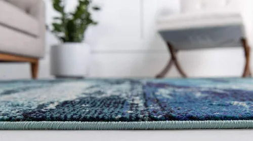 Vista 4 de Unique Loom Jardin Collection - Alfombra para múltiples áreas, abstracta, vibrante., Polipropileno, Azul