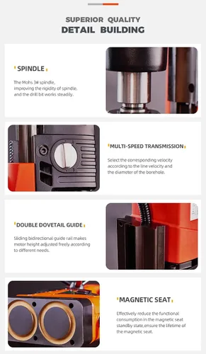 Vista 6 de Perforadoras magnéticas portátiles de 1100 W y cortadores anulares con fuerza magnética de 10000 N y 450 RPM