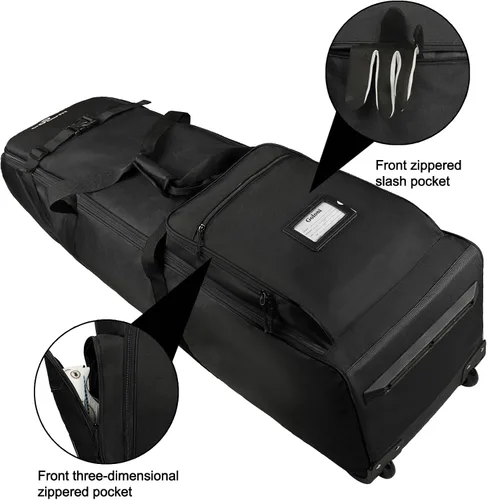 Vista 5 de Goloni Bolsa de viaje de golf con ruedas para aerolíneas, funda de viaje resistente al agua para viajes aéreos, equipaje de golf plegable portátil