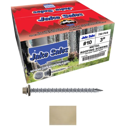 Vista 327 de Tornillos para techos de metal gris ABC 10 x 1 - Cabezal hexagonal - Arandela EPDM - Arandela de arranque automático/roscado - 1 bolsa - 250