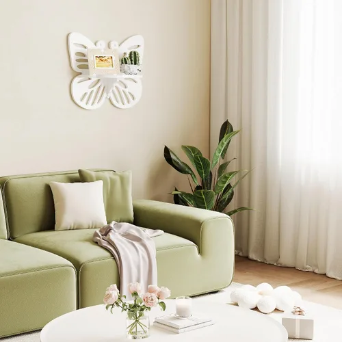 Vista 7 de Estante flotante Deor de pared con forma de mariposa, bonito estante de pared para habitación de niños, pequeño estante decorativo montado