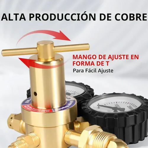 Vista 4 de BO WELD Regulador de nitrógeno con 0-800 PSI, conexión de entrada CGA580 y calibre de conexión de salida de 1/4 '' macho