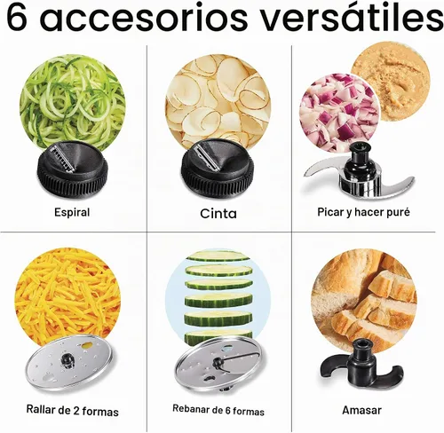 Vista 4 de Hamilton Beach Professional Stack & Snap - Procesador de alimentos y espiralizador de verduras para rebanar, triturar y amasar, canal