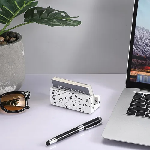 Vista 5 de Hipiwe Tarjetero de terrazo para escritorio, regalo de negocios para mujeres y hombres