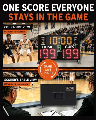 Vista 4 de LUCKY TIME Double-Sided Pro Basketball Scoreboard with Buzzer