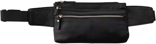 Vista 7 de Silver Fever® - Cangurera de piel auténtica para teléfono móvil, Negro