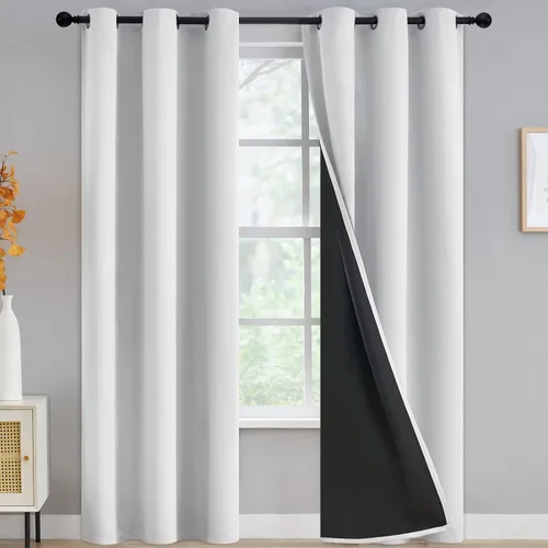Vista 195 de Yakamok Cortinas negras, cortinas de ventana con aislamiento térmico y eficiencia energética para dormitorio, cortinas opacas completas y cortinas