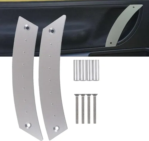 Vista 9 de Juego de manijas para panel de puerta compatible con Beetle 1998-2010 de grado aeronáutico de aluminio negro, 2 manijas con 4 tornillos