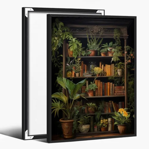 Vista 9 de WLZWD Arte de pared vintage de luna llena, impresión artística mística de bosque de medianoche, arte de academia oscura, póster estético, pintura