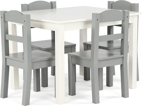 Vista 16 de Humble Crew Juego de mesa y silla para niños pequeños, muebles de actividades de madera Sturdy 5 piece playroom or bedroom desk, perfect size for