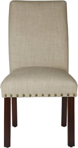 Vista 10 de Homepop Decoración del hogar Sillas de comedor clásicas tapizadas Parsons Juego de 2 sillas de comedor decorativas con ribete de cabeza