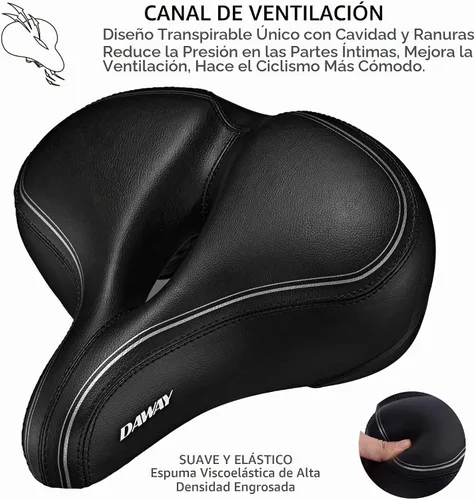 Vista 4 de DAWAY C30 Asiento de Bicicleta Cómodo de Gran Tamaño - Compatible con Peloton, Ejercicio, Bicicletas de Montaña o Carretera, Reemplazo de Sillín