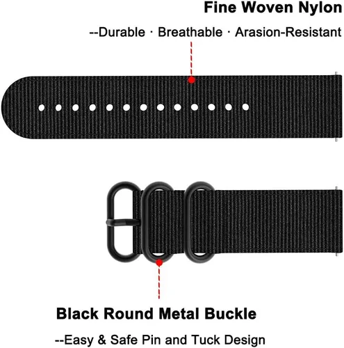 Vista 5 de Vivoactive 5/3 - Correa de reloj de metal y nailon, malla de 0.787 pulgadas y correa de nailon compatible con Garmin Venu 2 Plus/Forerunner 645/245