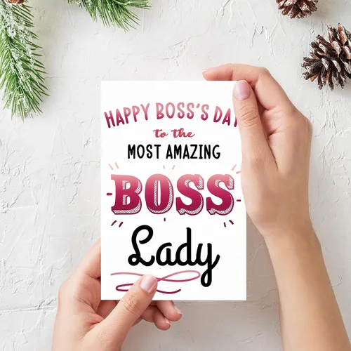 Vista 3 de Tarjeta única del día del jefe para la dama jefa, precioso regalo del día del jefe para líder, regalos divertidos para mujeres, feliz día del jefe