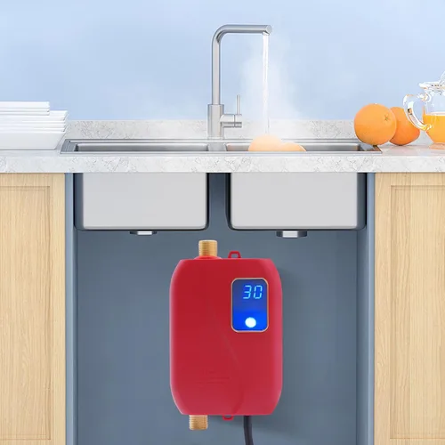 Vista 4 de Calentador de agua eléctrico sin tanque, 110 V, 3000 W, portátil, a pedido, calentador de agua caliente instantáneo, mini sistema de calefacción