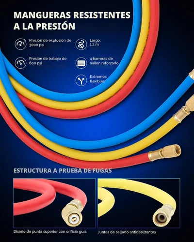 Vista 8 de Orion Motor Tech Juego de bomba de vacío y medidor de CA, kit de manómetro de bomba de vacío de 1/4 hp 3.5 cfm con 3 adaptadores de mangueras