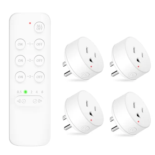 Vista 34 de NineLeaf - Enchufe de salida de control remoto, interruptor de luz de encendido y apagado inalámbrico desmontable 500FT Light Plug Decorator